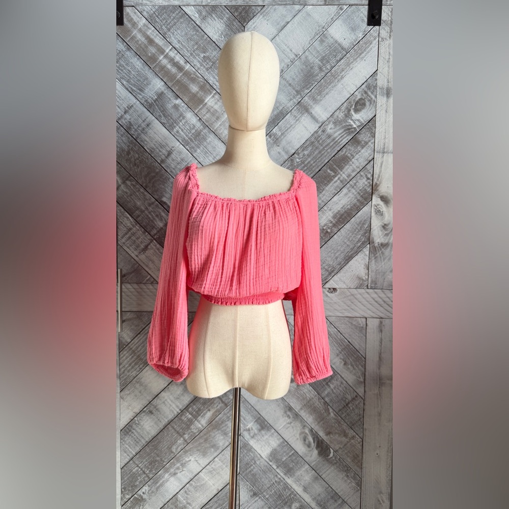 MICHAEL STARS NWOT Kate Square Neck Smocked Top M - Picture 11 of 16